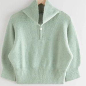 & OTHER STORIES Fuzzy Zip Collar Knit Sweater